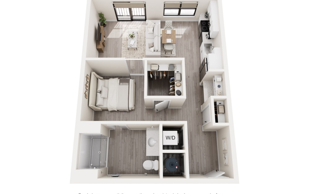 S3 - 1 bedroom floorplan layout with 1 bathroom and 716 square feet